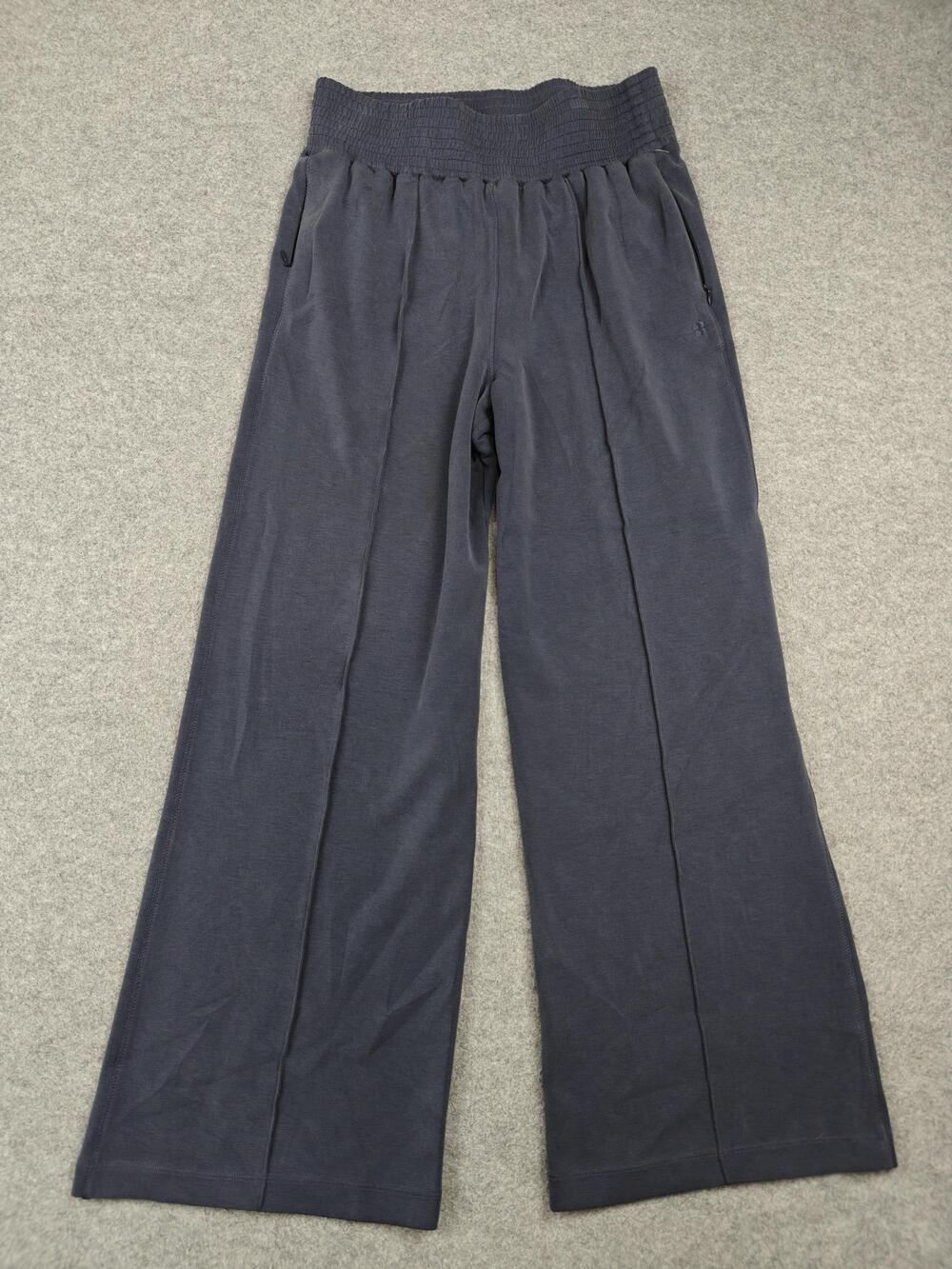 Sweaty Betty Pants Womens 4 Blue Wide-Leg Sweatpants Elastic Waist Zip Pocket